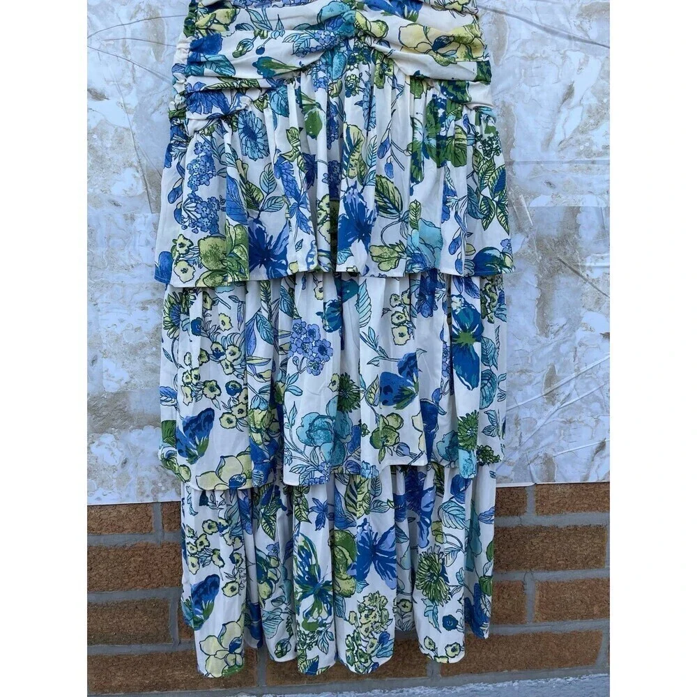 Abercrombie & Fitch High Neck Ruched Tiered Maxi Dress size XS